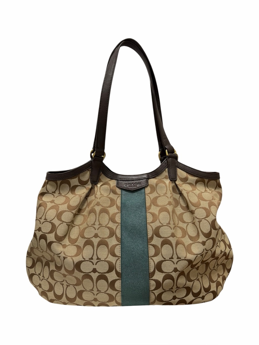 Coach Logo Brown/Tan Leather Handbag